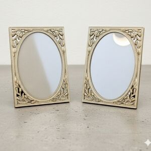 Burnes Of Boston Tulips Marcasite Picture Frame Lot of 2 Art Deco Oval Ornate